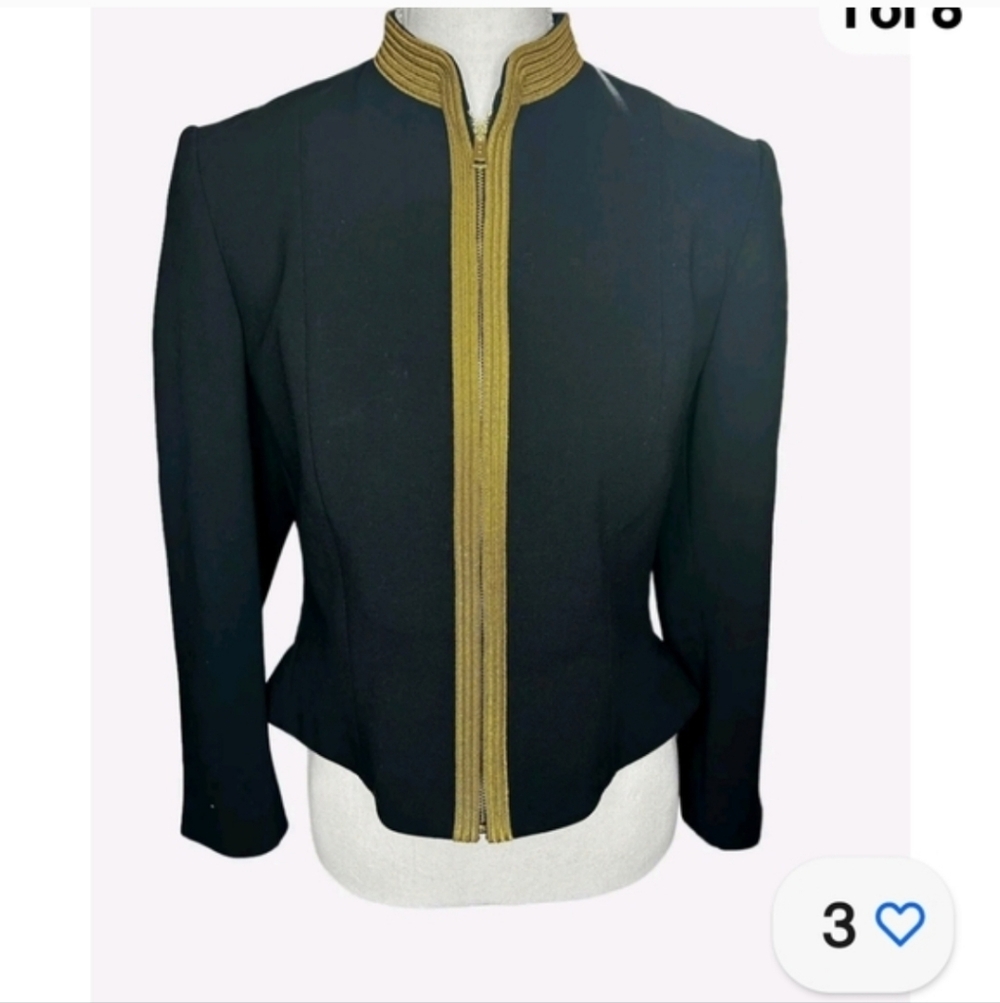Ralph lauren black label wool blend women black zip front jacket blazer size 8 - Picture 14 of 14